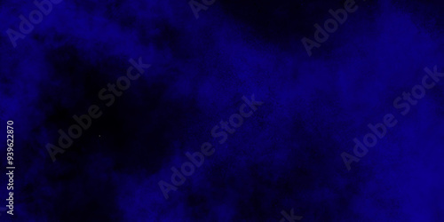 Abstract blue smoke. Blue color powder explosion cloud on black background. Closeup of Blue dust particles exhale on dark background.. Launched blue dust particles splashing.