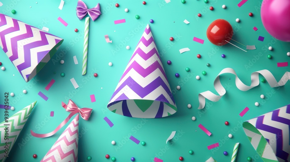 The colorful party hats The colorful party hats