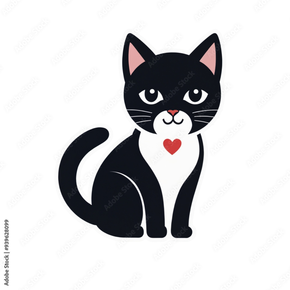 Obraz premium Cat with Heart Necklace