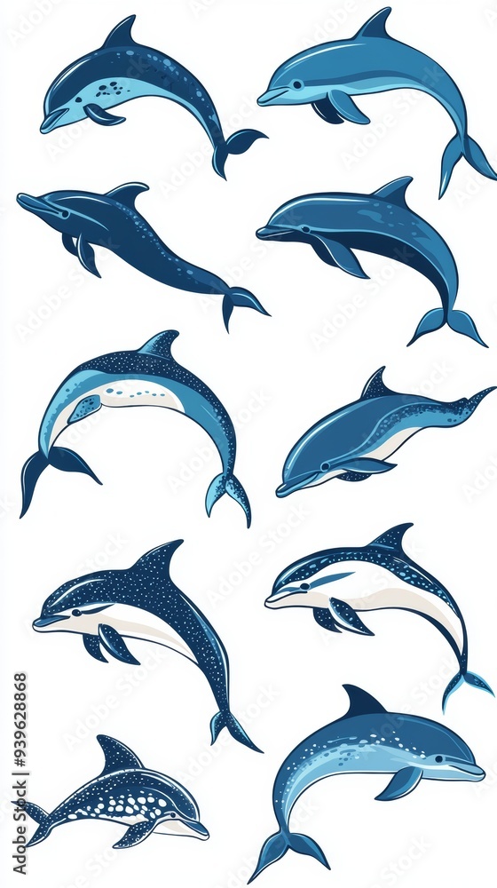 Naklejka premium Vector Graphic of Dolphins