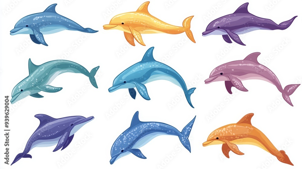 Naklejka premium Vector Graphic of Dolphins