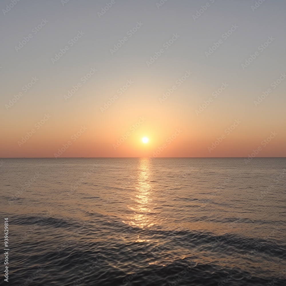 Obraz premium A peaceful seascape with a sunset, symbolizing relaxation and tranquility.