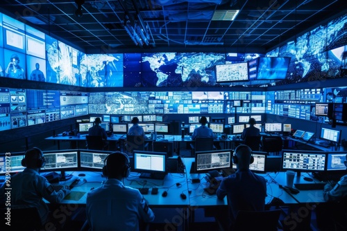Government surveillance agency and military joint operation agent working at system control center