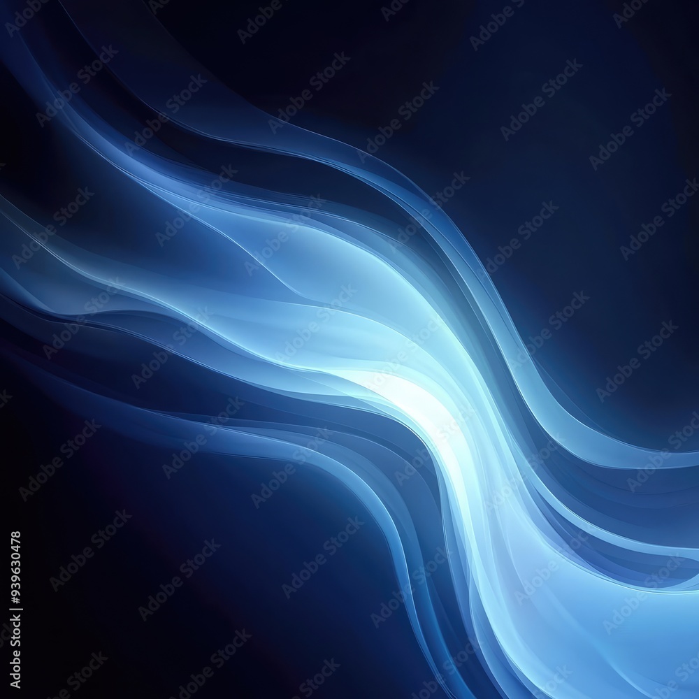 Fototapeta premium Abstract background blending deep blue and soft light blue gradients, creating a smooth transition.