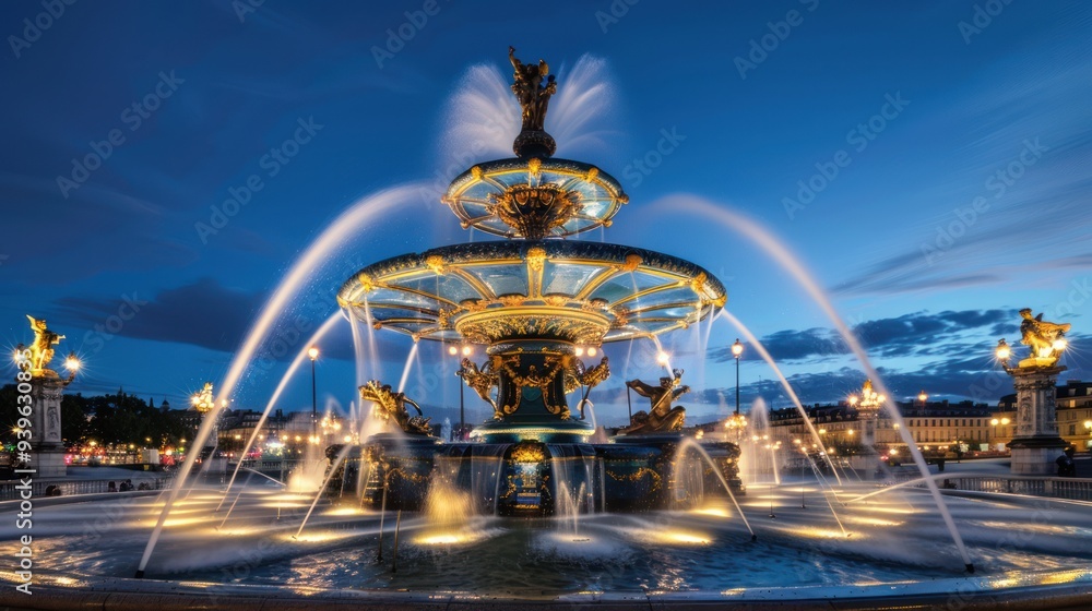 Fototapeta premium The Illuminated Fountain at Night