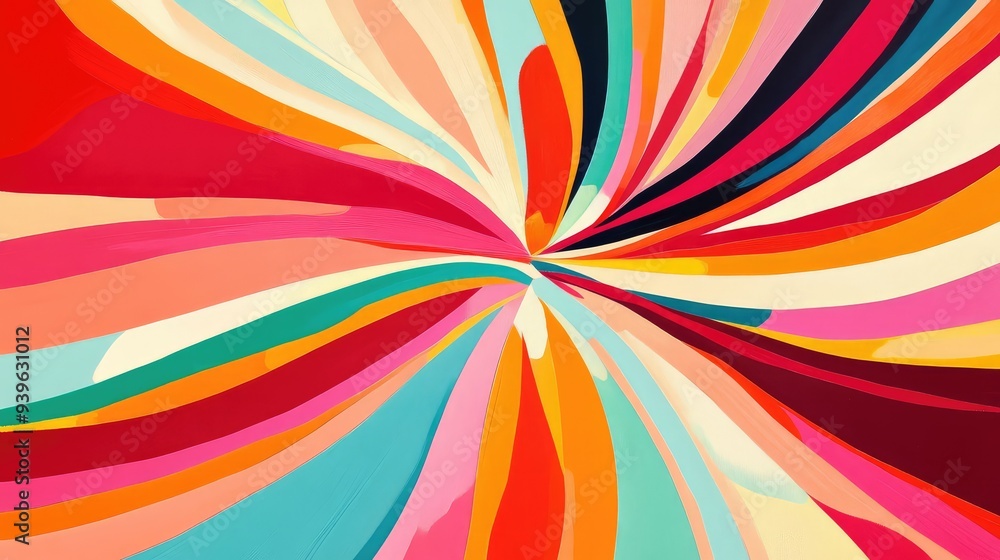 A whimsical abstract starburst with curving lines and bright, playful colors, creating a fun and lively design. A whimsical abstract starburst with curving lines and bright, playful colors, creating a fun and lively design.