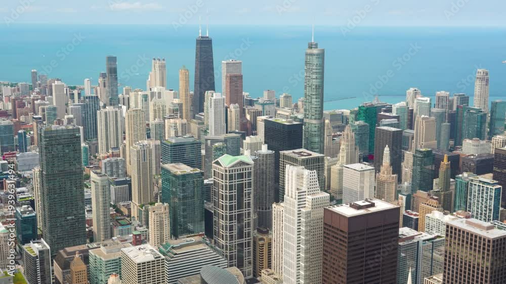 Aerial view of Downtown Chicago on a sunny summer day, Illinois Aerial view of Downtown Chicago on a sunny summer day, Illinois