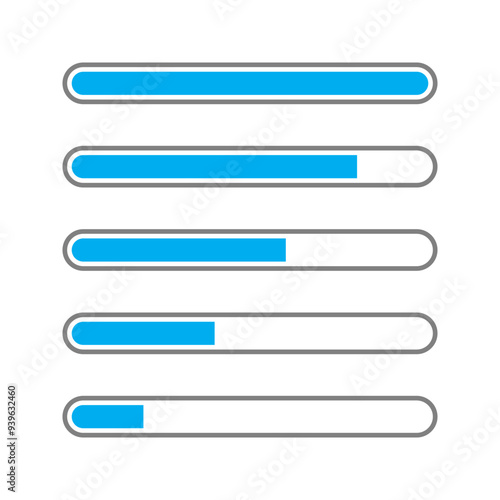 Download progress bar illustration in different states isolated for UI signs. Vector icons in flat style