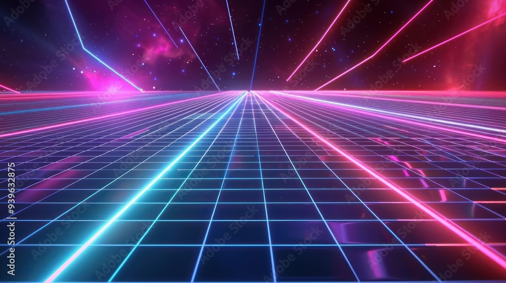 Neon Grid - Retro Futuristic Scene Neon Grid - Retro Futuristic Scene