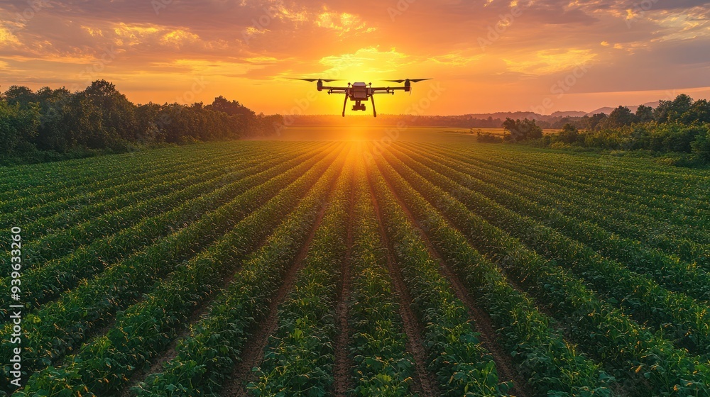 Farmers using drones to monitor crops in a vast agricultural landscape. Farmers using Gen AI drones for precision agriculture and crop management, Gen AI Adoption, agricultural technology. Farmers using drones to monitor crops in a vast agricultural landscape. Farmers using Gen AI drones for precision agriculture and crop management, Gen AI Adoption, agricultural technology.