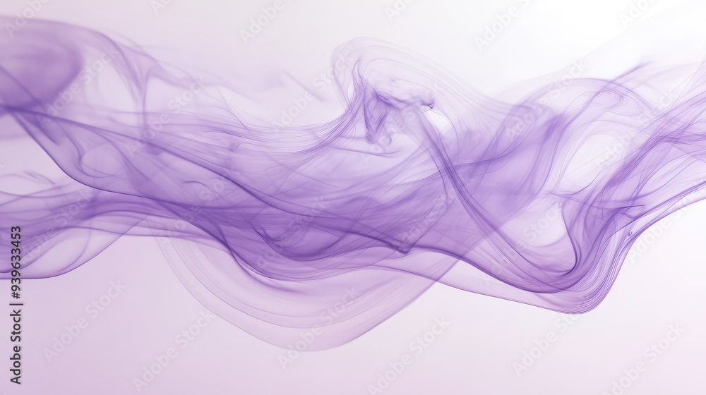 A sophisticated light lilac background softly merging into a polished surface, adorned with thin, delicate smoke wisps.