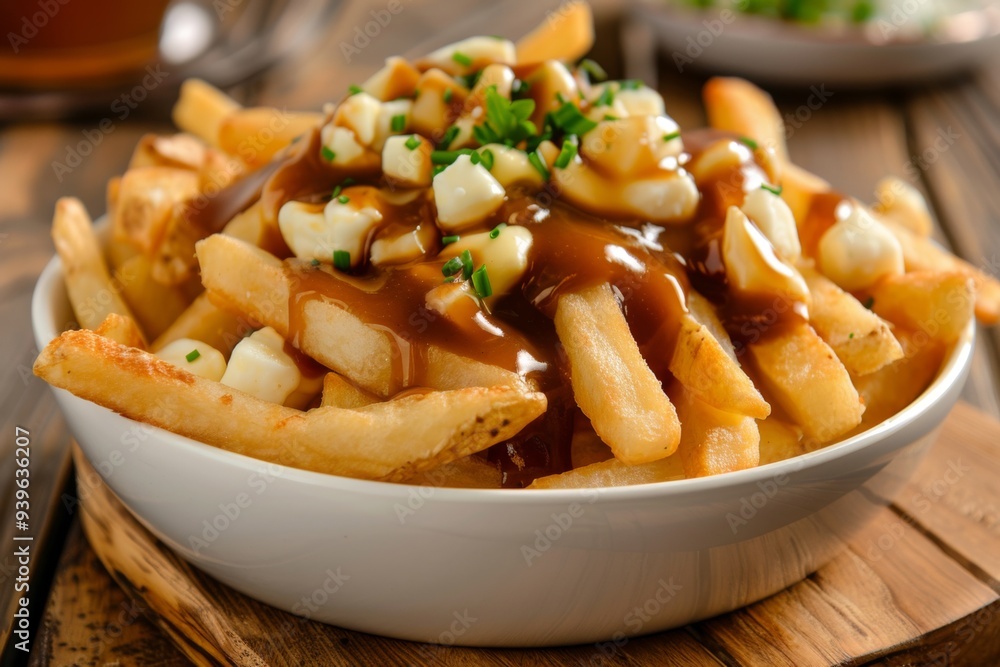 Classic Canadian poutine dish with crispy fries Classic Canadian poutine dish with crispy fries