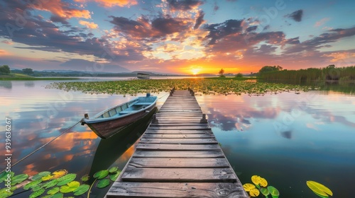 Wallpaper Mural Tranquil Sunset Over a Serene Lake Torontodigital.ca