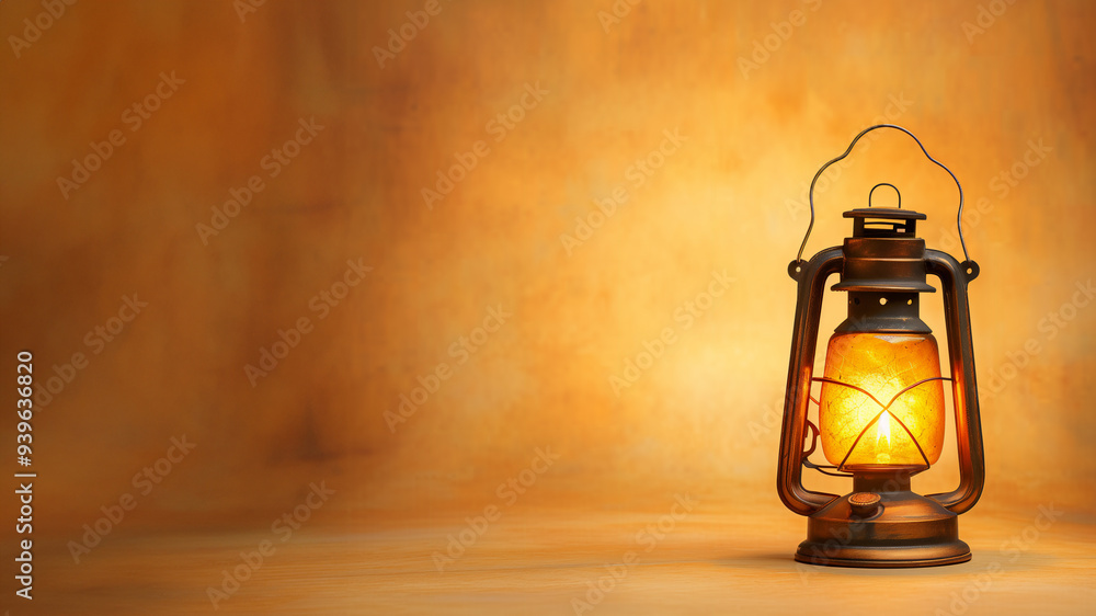 Beautiful, antique, kerosene lantern on a brown background. Copy space. High quality photo Beautiful, antique, kerosene lantern on a brown background. Copy space. High quality photo