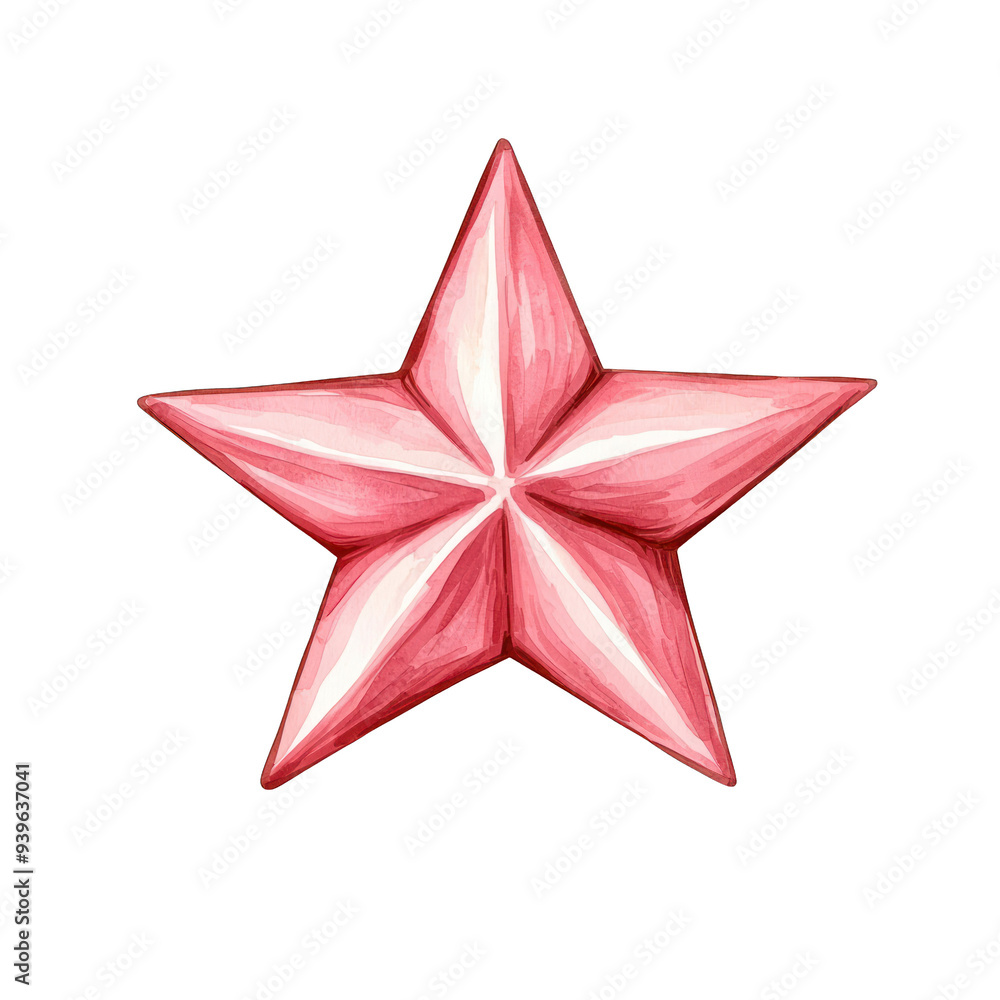 A beautifully designed pink star with a 3D appearance, perfect for decorative and artistic projects. transparent background watercolor style A beautifully designed pink star with a 3D appearance, perfect for decorative and artistic projects. transparent background watercolor style