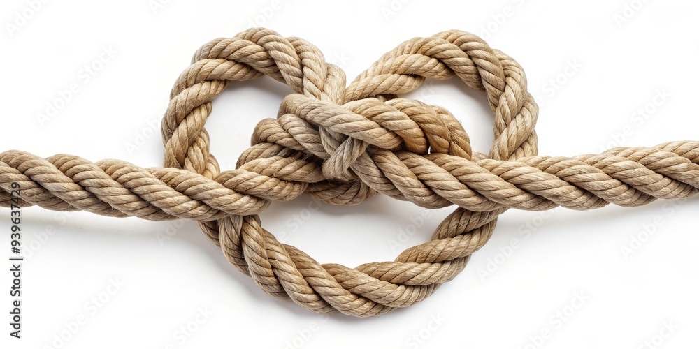 Heart-Shaped Knot in Rope - Photography, Macro Close-up, Natural Fiber, Nautical Decor, rope, knot, heart Heart-Shaped Knot in Rope - Photography, Macro Close-up, Natural Fiber, Nautical Decor, rope, knot, heart