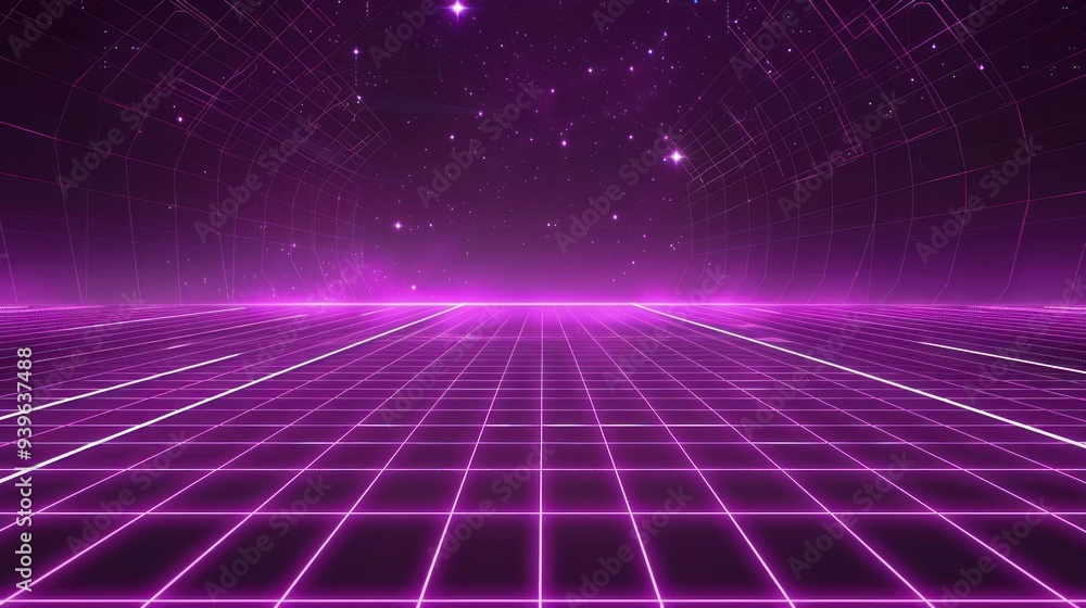 Retro Futuristic Grid with Stars Retro Futuristic Grid with Stars