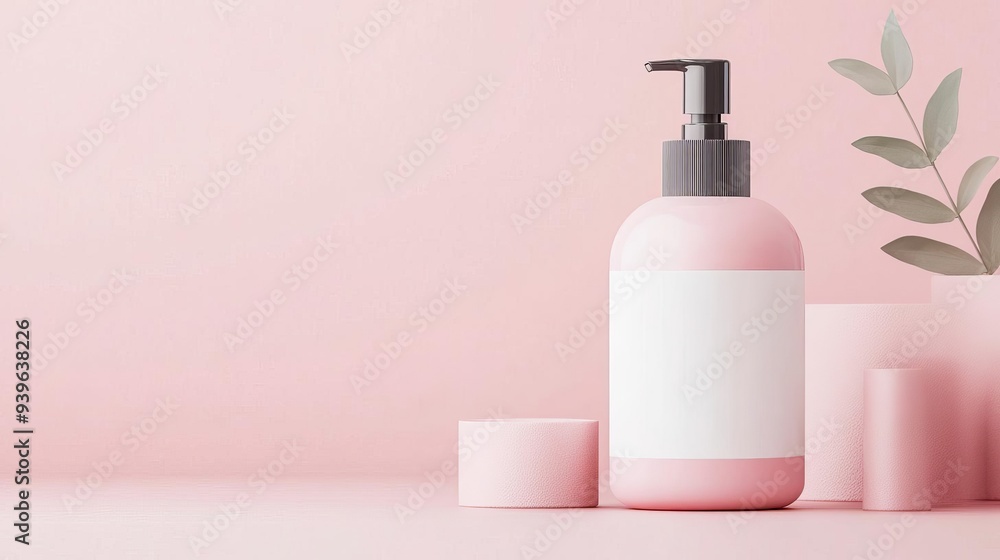 Shampoo cream bottle with a clean, minimalist label, modern design, elegant packaging Shampoo cream bottle with a clean, minimalist label, modern design, elegant packaging