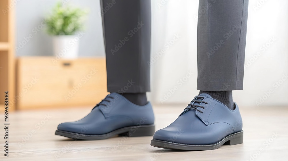 White shirt, brown leather shoe, glasses, and folded socks on a white table. White shirt, brown leather shoe, glasses, and folded socks on a white table.