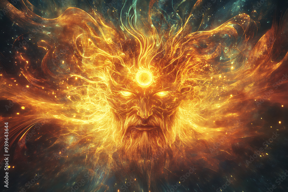 An abstract digital representation of Dazhbog, the Slavic god of the sun, abundance, and prosperity An abstract digital representation of Dazhbog, the Slavic god of the sun, abundance, and prosperity