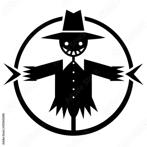 An attractive, cool logo of a scarecrow for fall decorations.