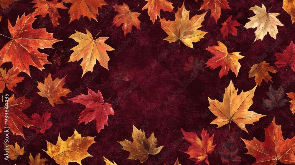 A vibrant arrangement of autumn leaves on a textured background. A vibrant arrangement of autumn leaves on a textured background.