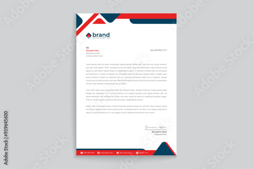 Red and black color letterhead design