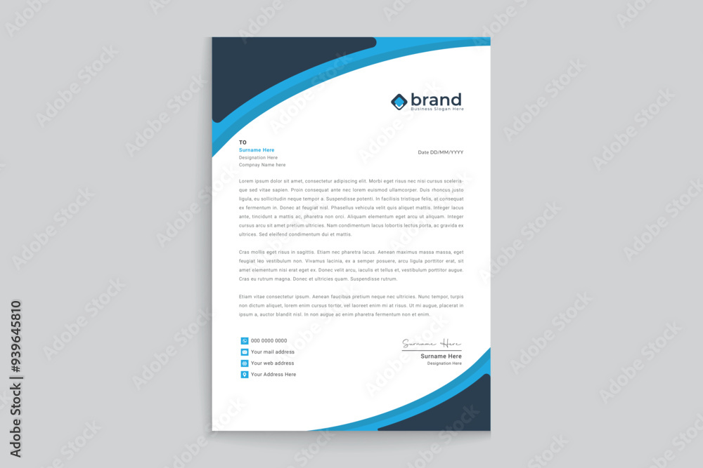 Blue and black letterhead design Blue and black letterhead design