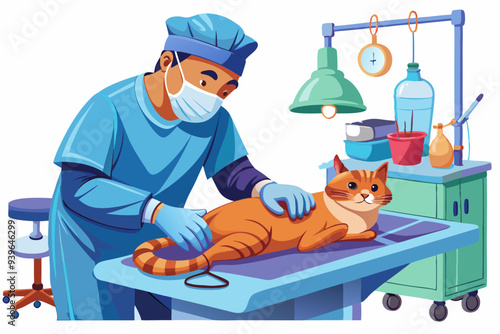 veterinarian with a cat