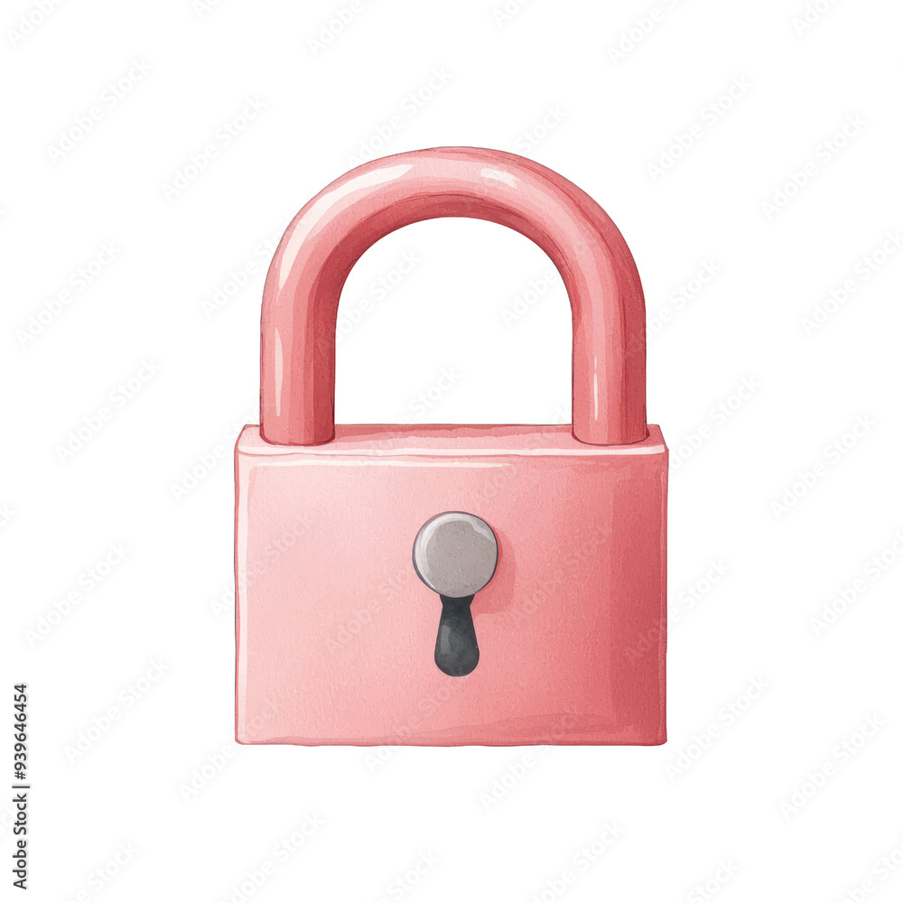 A vibrant pink padlock symbolizes security and protection, perfect for conveying concepts of safety and confidentiality. transparent background watercolor style A vibrant pink padlock symbolizes security and protection, perfect for conveying concepts of safety and confidentiality. transparent background watercolor style