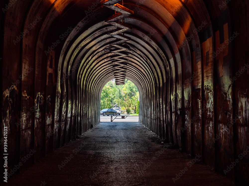 Fototapeta premium exit from Kond Pedestrian Tunnel to Hrazdan gorge