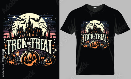 trick or treat - Halloween typography T-shirt vector design. motivational and inscription quotes.
perfect for print item and bags, posters, cards. isolated on black background.