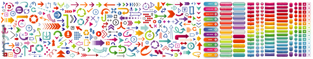 Vector illustration of arrow and button icons Vector illustration of arrow and button icons