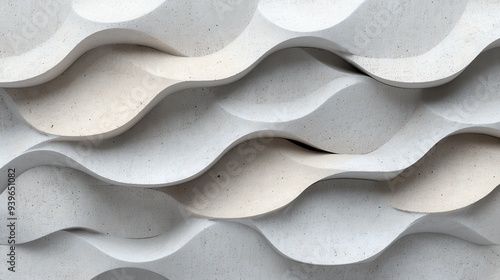 Elegant wave pattern in white texture, showcasing modern design elements for contemporary art and architectural applications.