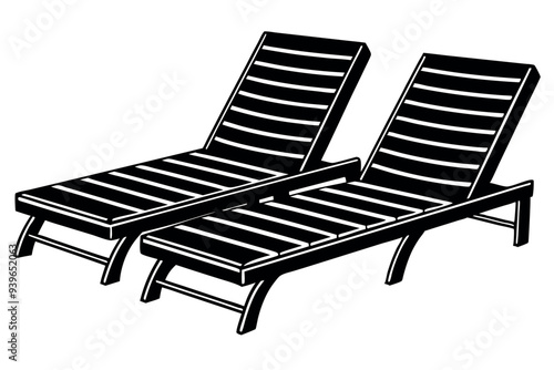       Poolside lounge chairs vector illustration.
