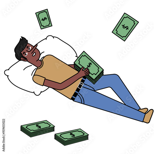 black businessman holding money, shown as scammer with long nose [Convertido].eps
