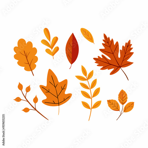 Set with fall leaves isolated on white background Can be used for decoration (18)