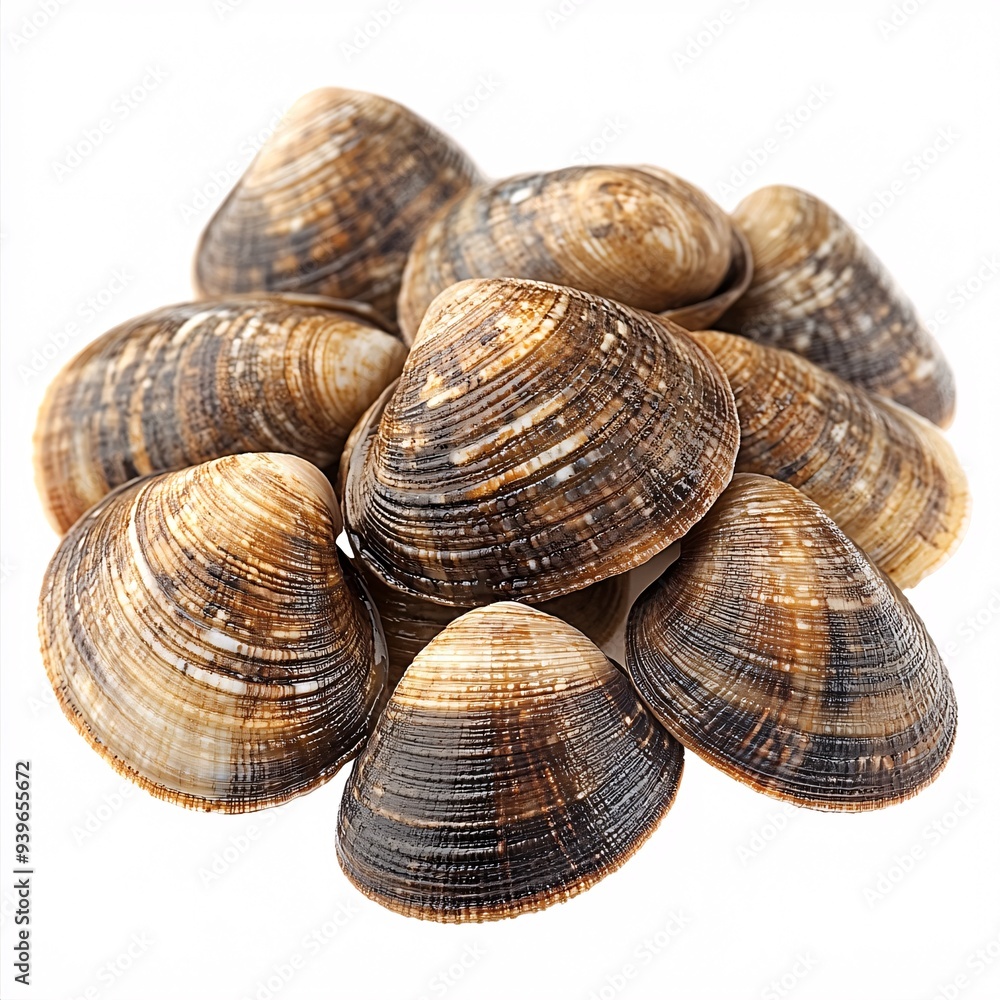 Cluster of Fresh Clams on White Background Cluster of Fresh Clams on White Background