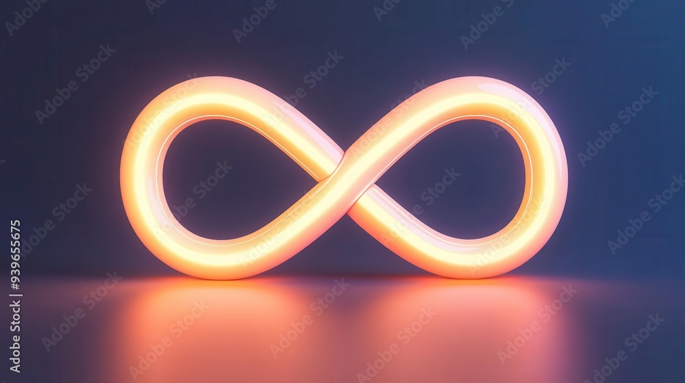 A glowing 3D infinity symbol rotating in space, 3D glow, infinity, abstract A glowing 3D infinity symbol rotating in space, 3D glow, infinity, abstract