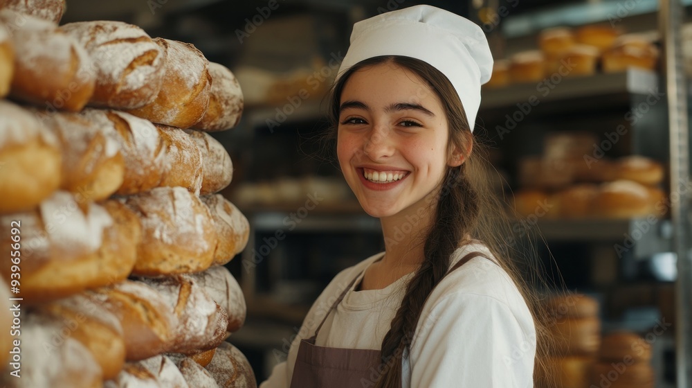 Smiling Baker With Fresh Bread