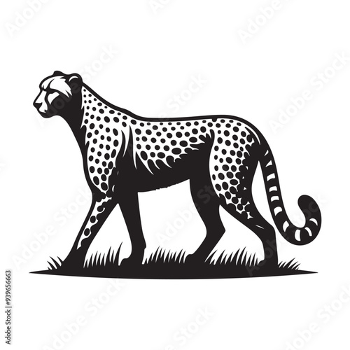 High-Quality Leopard Silhouette Vector Graphics for Digital & Print Projects photo