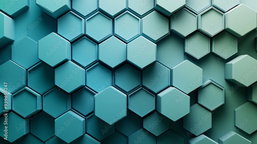 Shimmering Abstract Hexagon on Gradient Background with Copy Space, 3D Render Shimmering Abstract Hexagon on Gradient Background with Copy Space, 3D Render