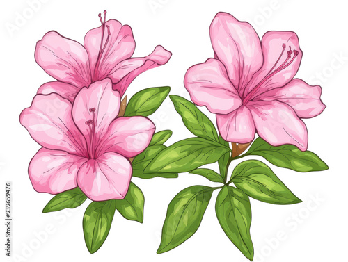 Beautiful pink flowers with lush green leaves, perfect for enhancing natural beauty and springtime themes.