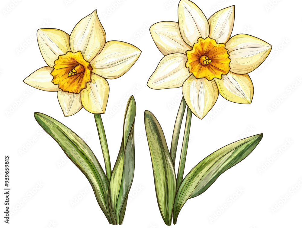Bright daffodils bloom with vibrant yellow centers, symbolizing spring and renewal, perfect for seasonal and floral themes. Bright daffodils bloom with vibrant yellow centers, symbolizing spring and renewal, perfect for seasonal and floral themes.
