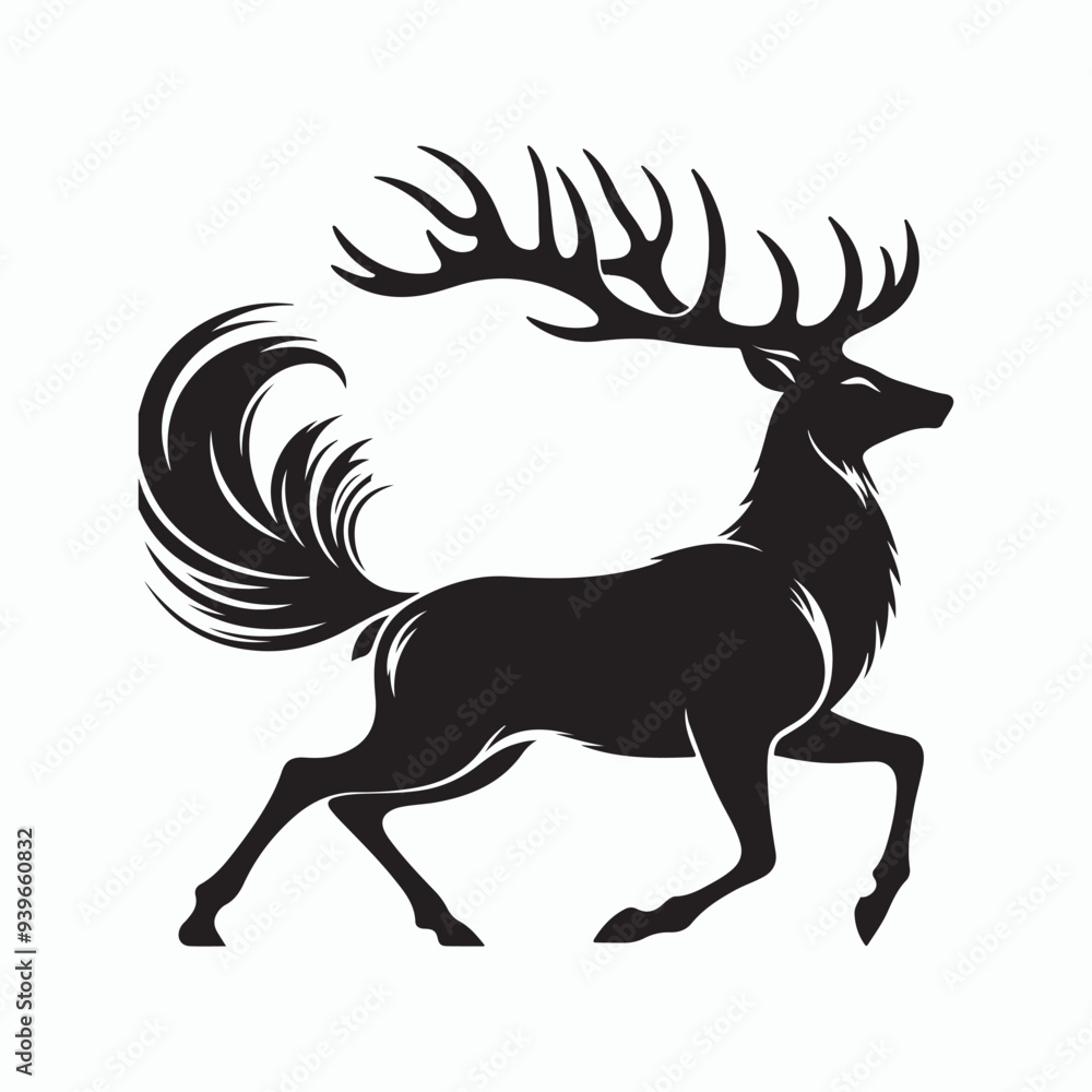 Deer silhouette vector on white background Deer silhouette vector on white background