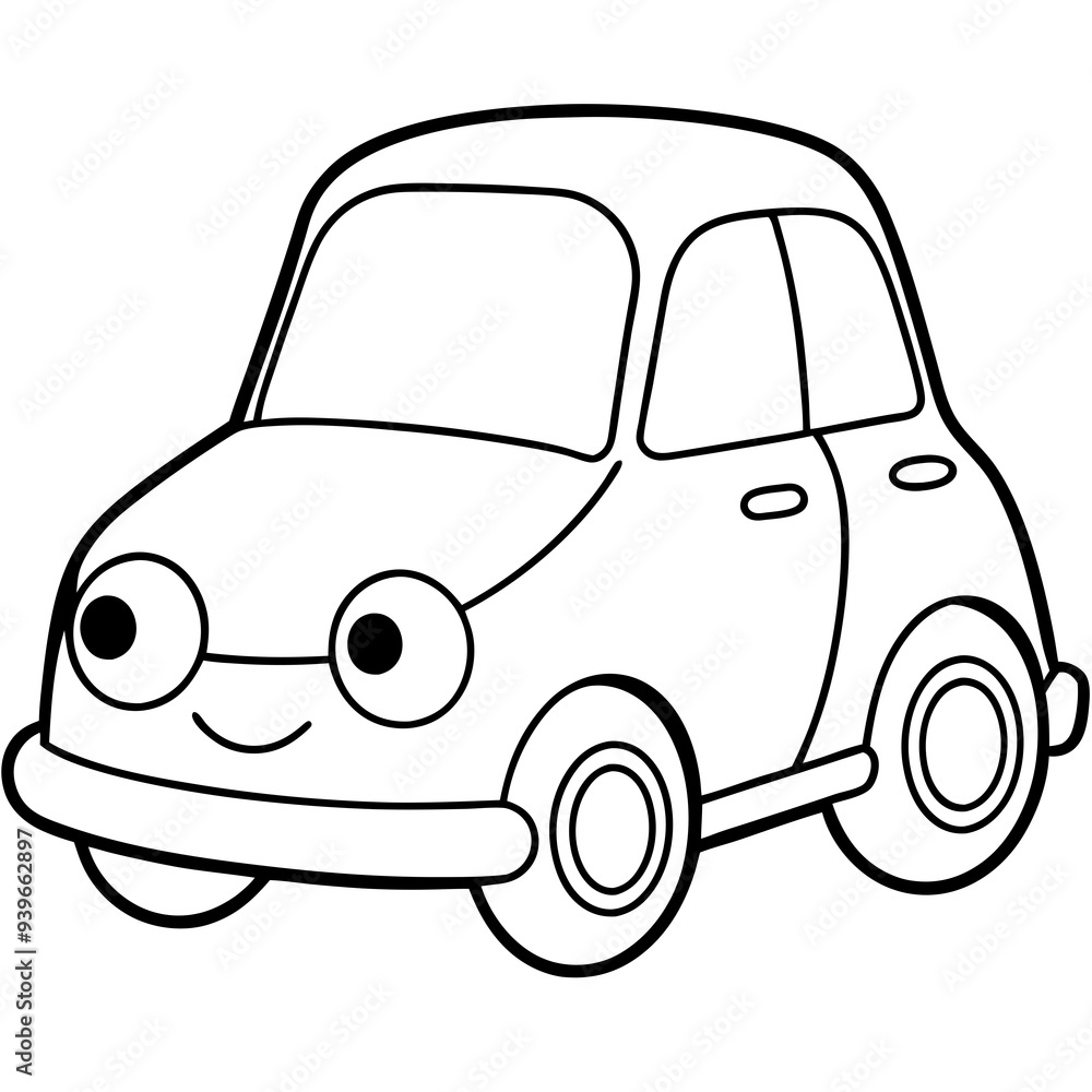 car coloring page, car outline, car illustration, cartoon car, kids