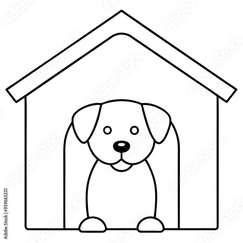 dog house coloring page, dog house outline, dog house illustration, cartoon dog house, kids coloring page, dog house sketch, dog in house, dog and kennel, dog house design, dog house clipart, dog