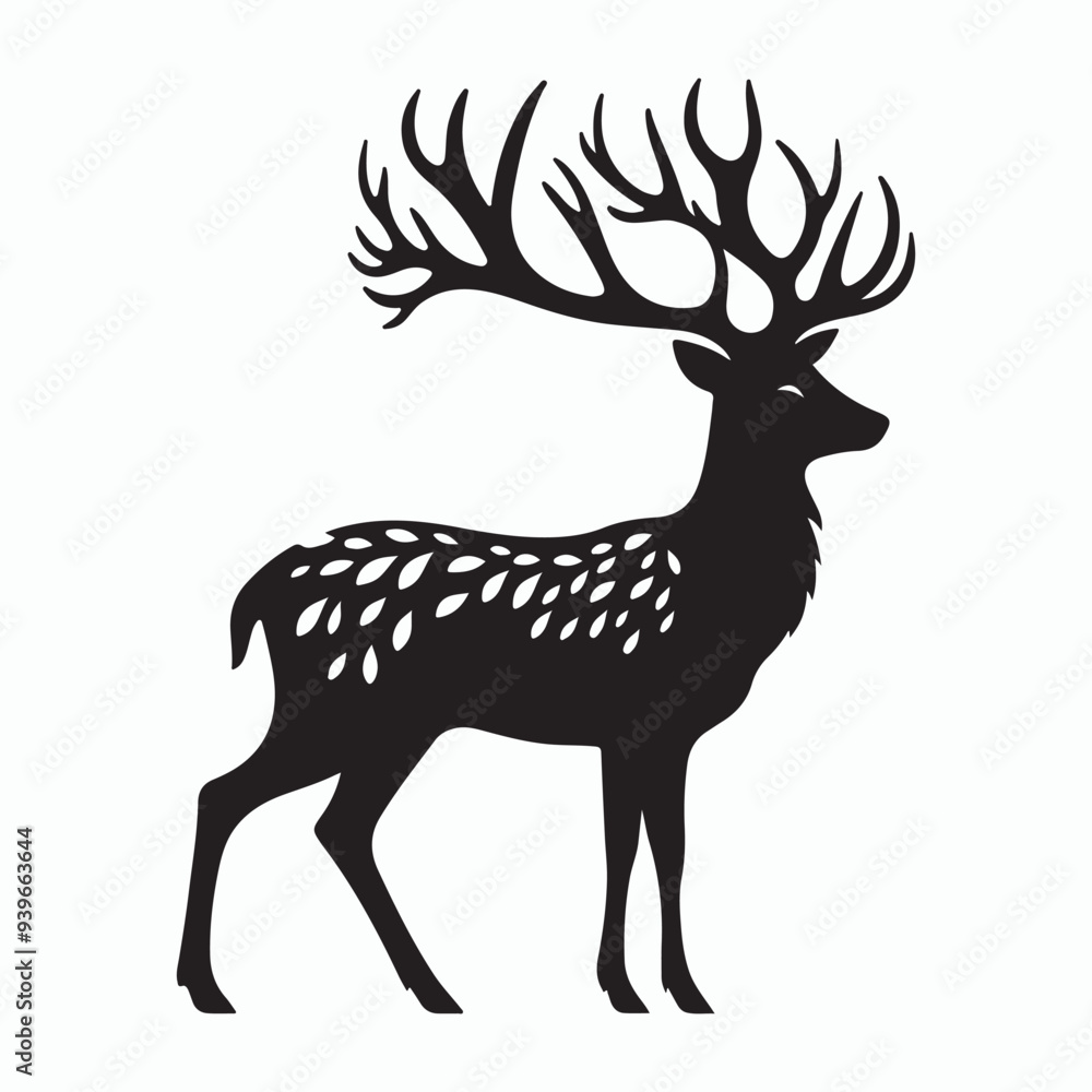 Deer silhouette vector on white background Deer silhouette vector on white background