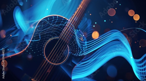 Acoustic Guitar Embracing Digital Flow