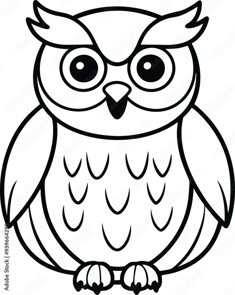 Obraz premium Whimsical owl graphic illustration for kids coloring books full of cute details 
